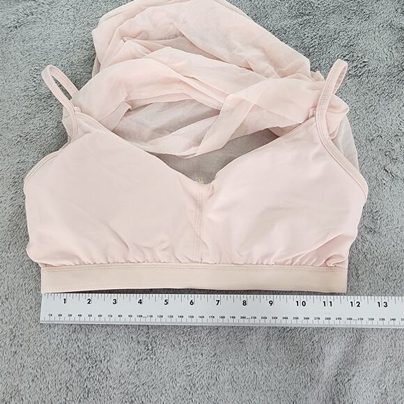 Fabletics Top Womens S Pink Ren Midi Bra Camisole Mesh Overlay Sports Workout - Picture 7 of 8